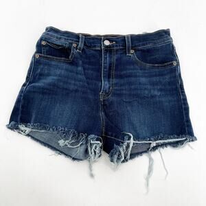 Levi's Women's Blue Dark Wash Cut Off High Rise Denim Jean Shorts Size 29